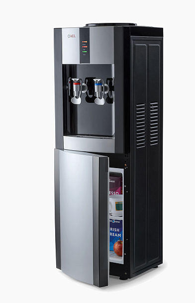 Вододиспенсер LD-AEL-47c black/silver с охлаждением, внизу шкафчик